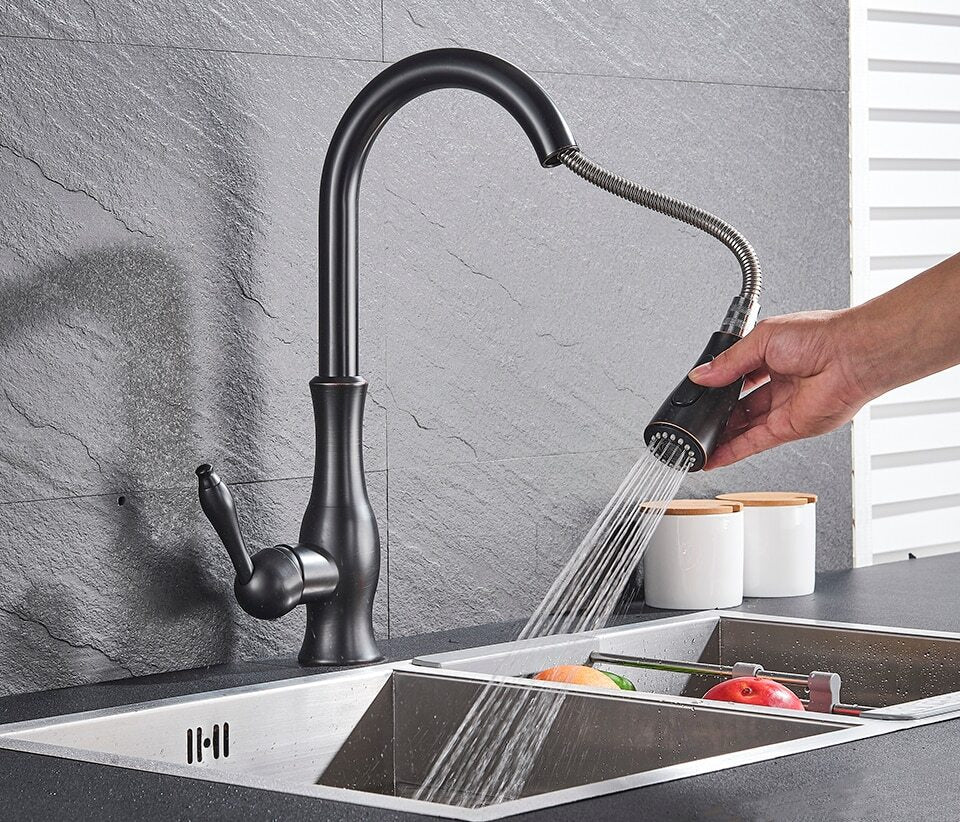 Cauzac™ Modern Single-Handle Kitchen Mixer Tap with Retractable Spray Head