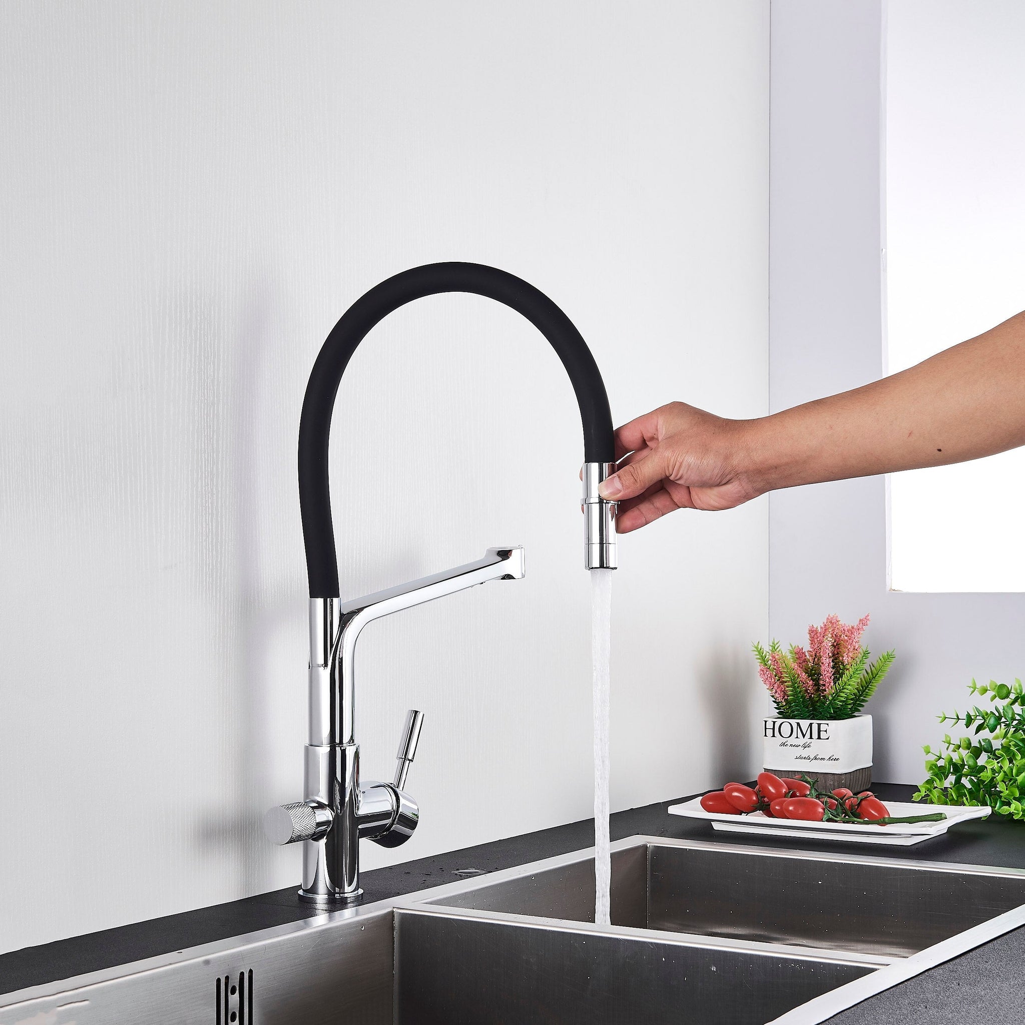 Cauzac™ Modern Dual-Outlet Kitchen Faucet with Filter – Ideal for Hot and Cold Supply