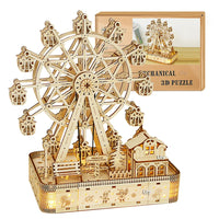 Cauzac™ 3D Wooden Ferris Wheel Puzzle with LED Lights & Music Box