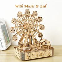 Cauzac™ 3D Wooden Ferris Wheel Puzzle with LED Lights & Music Box