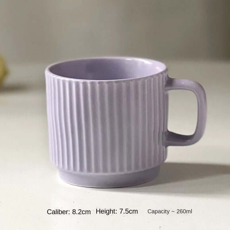 Cauzac™ Nordic-Inspired Ribbed Ceramic Mug for Coffee and Tea Enthusiasts