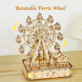 Cauzac™ 3D Wooden Ferris Wheel Puzzle with LED Lights & Music Box