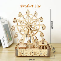 Cauzac™ 3D Wooden Ferris Wheel Puzzle with LED Lights & Music Box