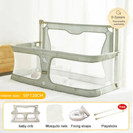 Versatile infant playpen designed for safe co-sleeping and a secure play yard for newborns.