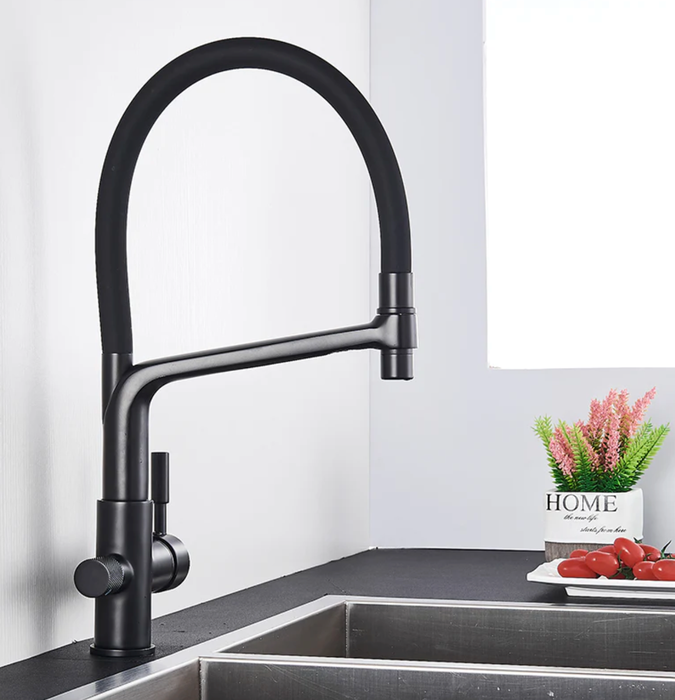 Cauzac™ Modern Dual-Outlet Kitchen Faucet with Filter – Ideal for Hot and Cold Supply