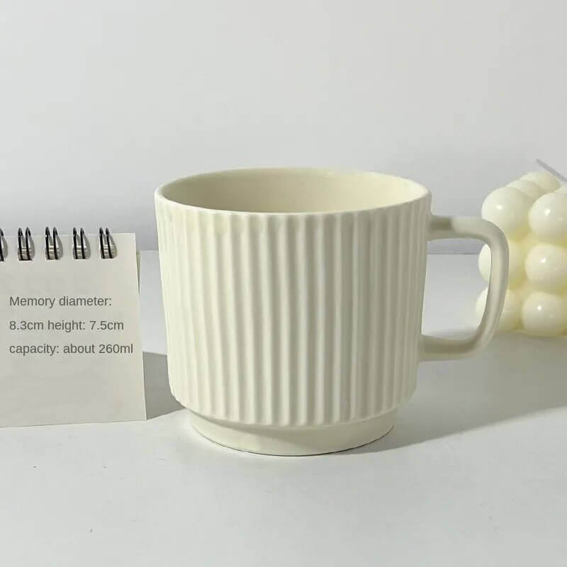 Cauzac™ Nordic-Inspired Ribbed Ceramic Mug for Coffee and Tea Enthusiasts