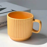 Cauzac™ Nordic-Inspired Ribbed Ceramic Mug for Coffee and Tea Enthusiasts