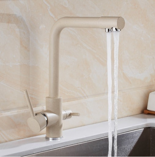 Cauzac™ Dual-Handle Kitchen Mixer Tap with Integrated Water Filter for Modern Homes