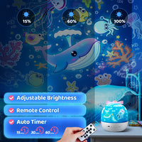 Cauzac™ Galaxy Night Light Projector with Remote Control | 15 Film Rechargeable Lamp with Sound