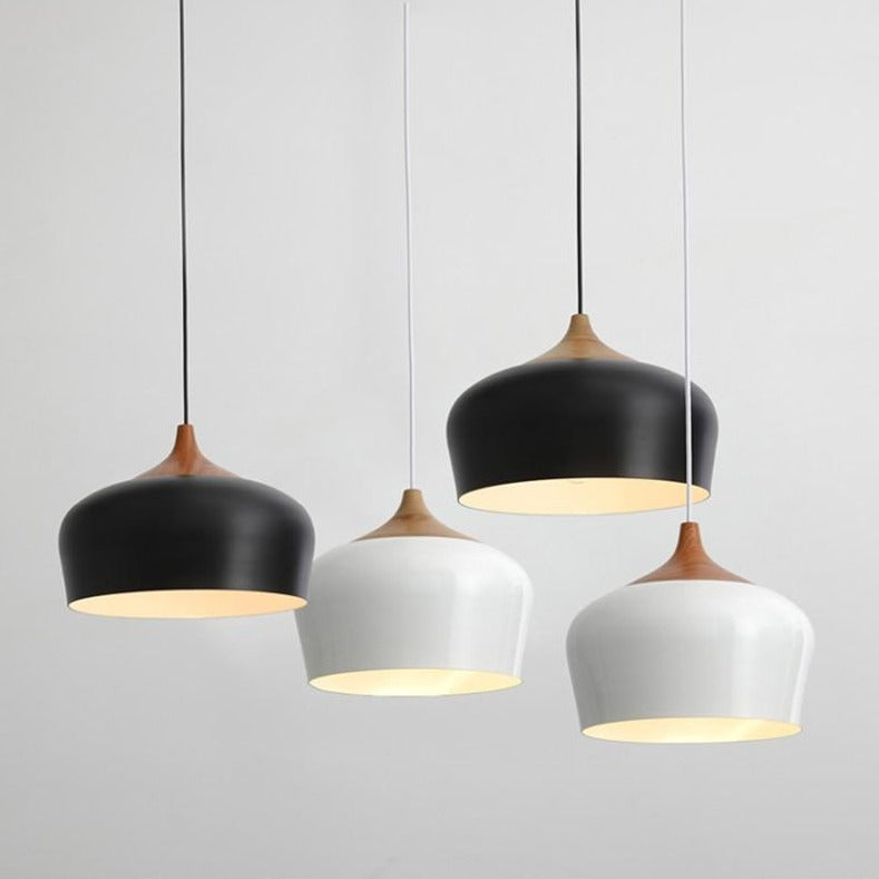 A modern black pendant light fitting suitable for kitchens and islands