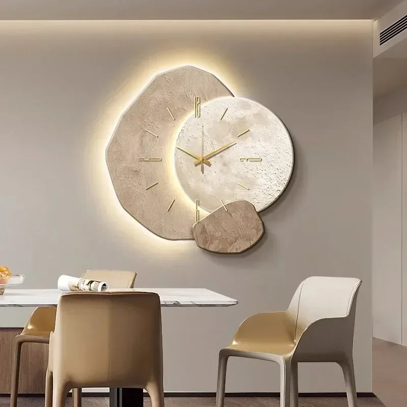 Large wooden silent modern wall clock