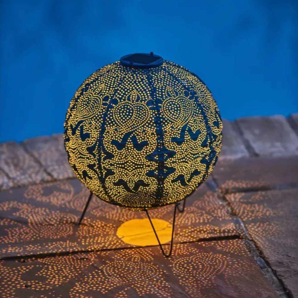Outdoor Solar Lantern and Solar Garden Lantern in a garden setting