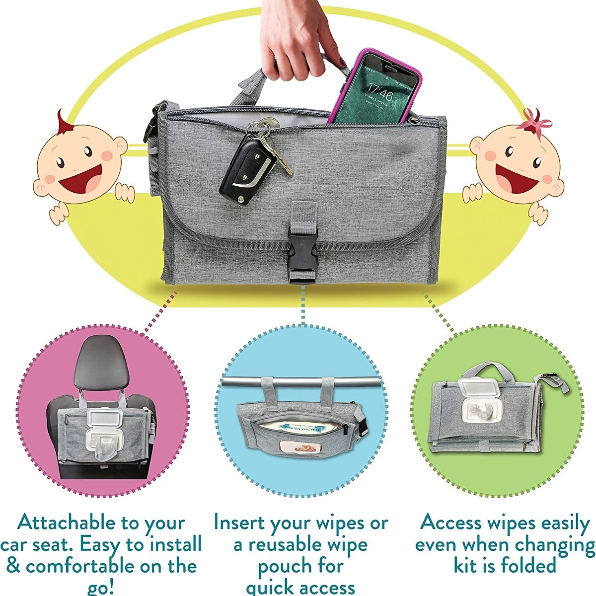 Cauzac™ Ultimate Parenting Companion Set – 5-Piece Portable Organizer & Changing Station