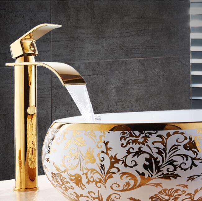 Cauzac™ Elegant Gold Waterfall Bathroom Basin Mixer Faucet