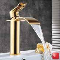 Cauzac™ Elegant Gold Waterfall Bathroom Basin Mixer Faucet
