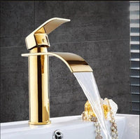 Cauzac™ Elegant Gold Waterfall Bathroom Basin Mixer Faucet
