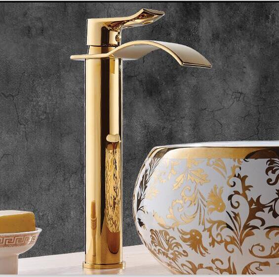 Cauzac™ Elegant Gold Waterfall Bathroom Basin Mixer Faucet