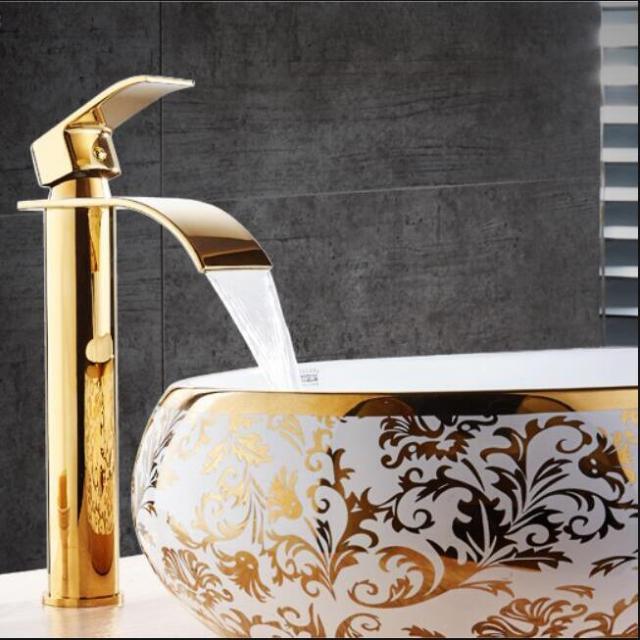 Cauzac™ Elegant Gold Waterfall Bathroom Basin Mixer Faucet