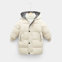 Collection of kids winter jackets in various styles and colors