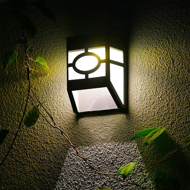 Solar wall light with led bulbs for decorative outdoor lighting