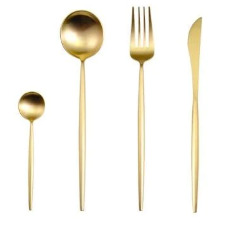 Cauzac™ Elegant 24-Piece Stainless Steel Cutlery Set with Gold and Silver Accents
