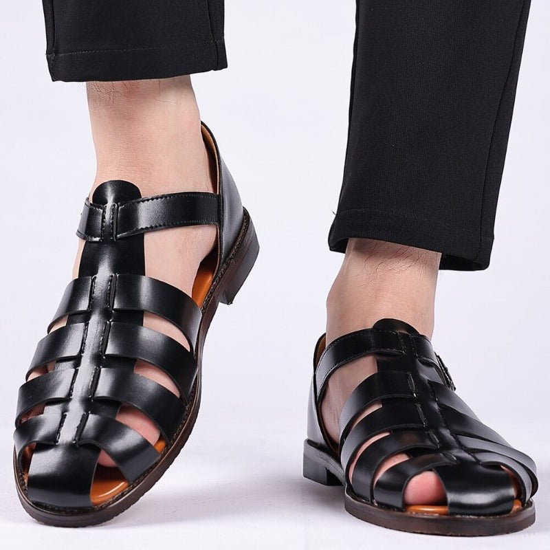 Pair of stylish men's leather sandals