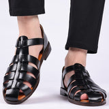 Pair of stylish men's leather sandals