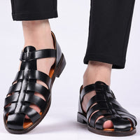 Pair of stylish men's leather sandals