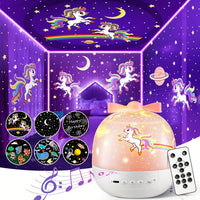 Cauzac™ Galaxy Night Light Projector with Remote Control | 15 Film Rechargeable Lamp with Sound