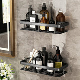 Black bathroom shelf wall mounted without drilling