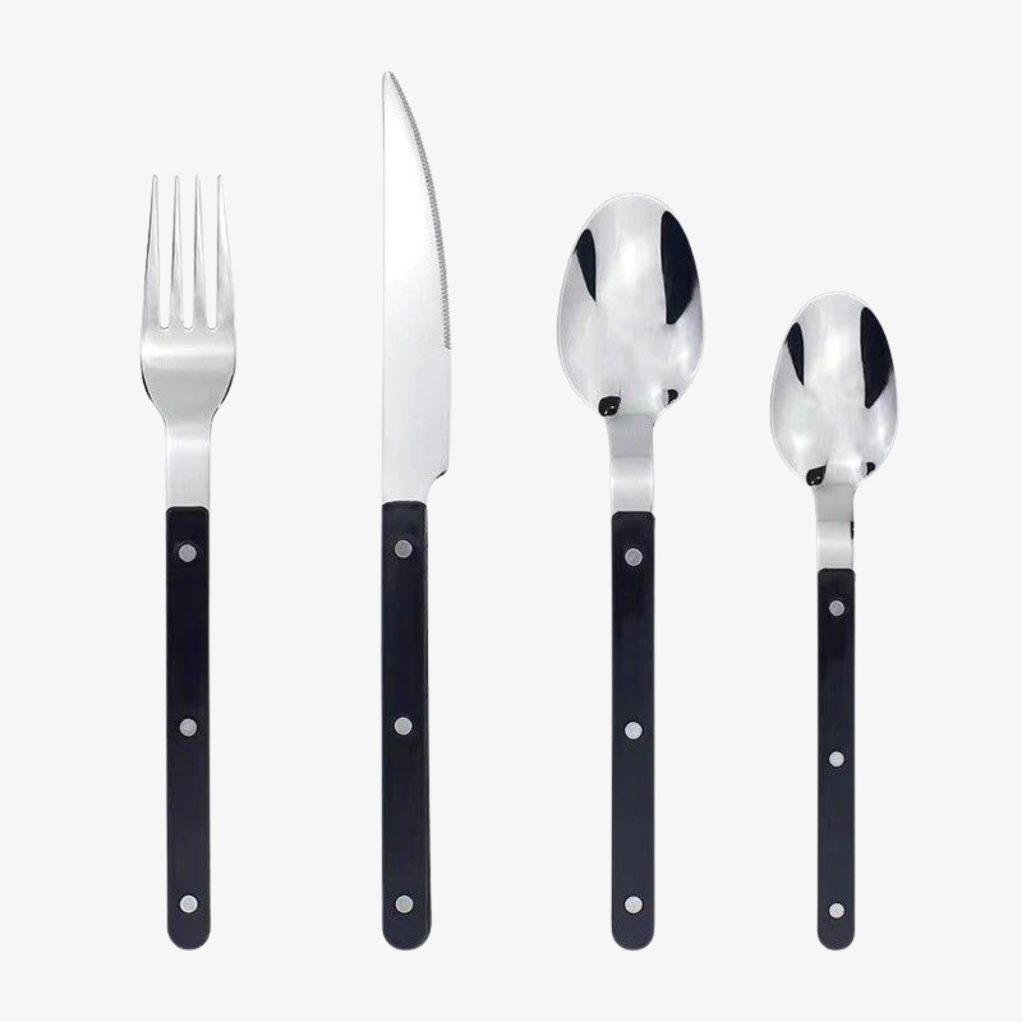 24 piece black stainless steel cutlery set