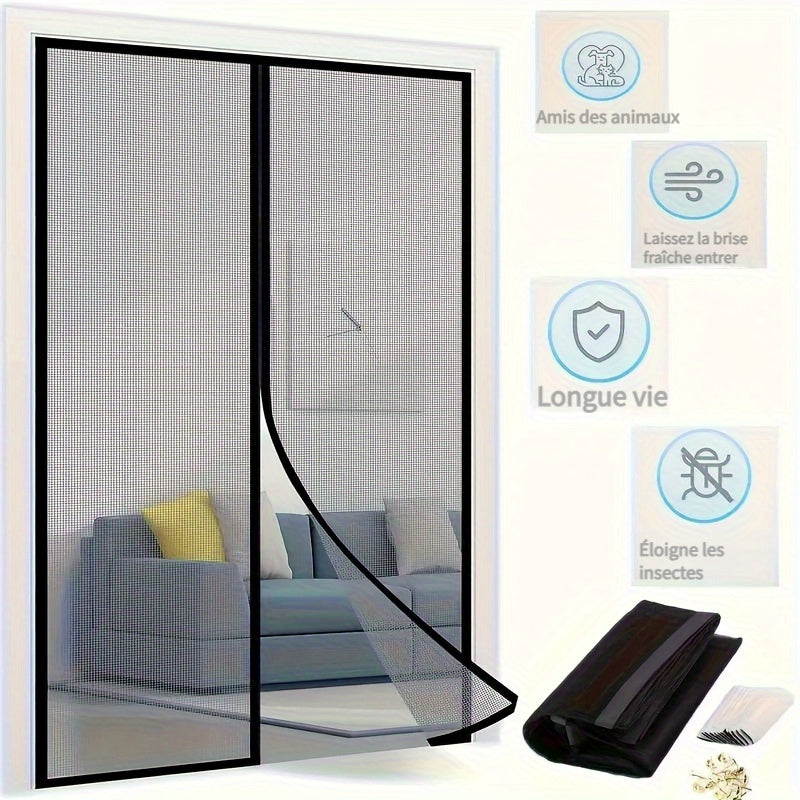Cauzac™ Easy-Install Magnetic Curtain - Insect & Mosquito Repellent, Breathable Polyester Blend, Classic Style, Perfect for Bedroom, Living Room & Wardrobe Doors