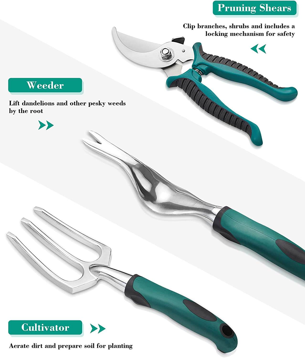 Cauzac™ Complete 11-Piece Aluminum Garden Tools Set
