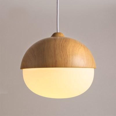 Cauzac™ Acorn Pendant Light with Wood Grain Effect and Frosted Glass