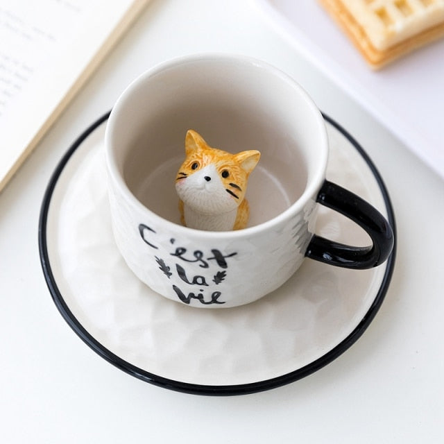 Cauzac™ 3D Cat Mug with Surprise Kitten Inside – Ideal Gift for Cat Aficionados