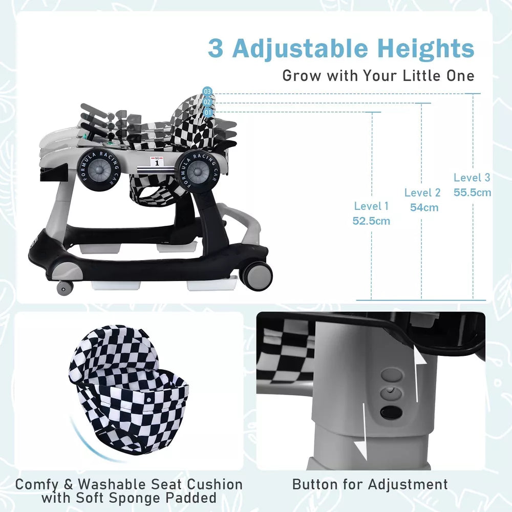 Cauzac™ 4-in-1 Baby Walker – Adjustable, Fun, and Perfect for Your Baby’s First Steps!