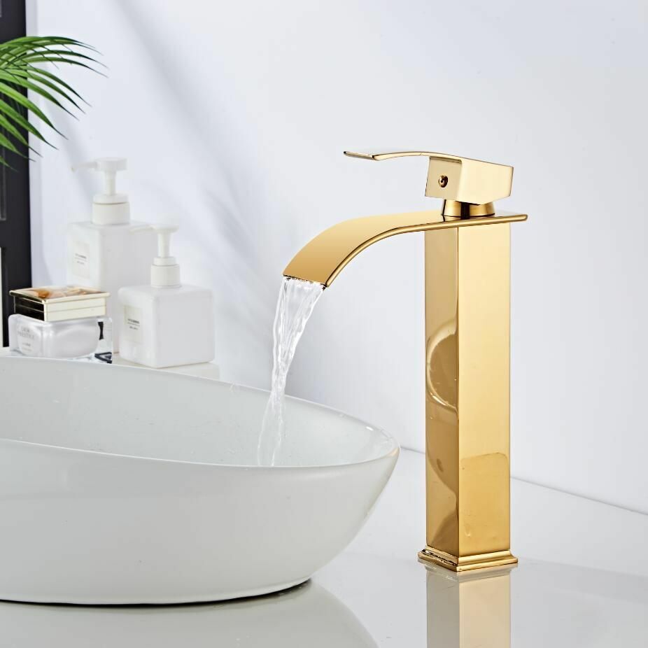 Cauzac™ Elegant Gold Waterfall Bathroom Basin Mixer Faucet