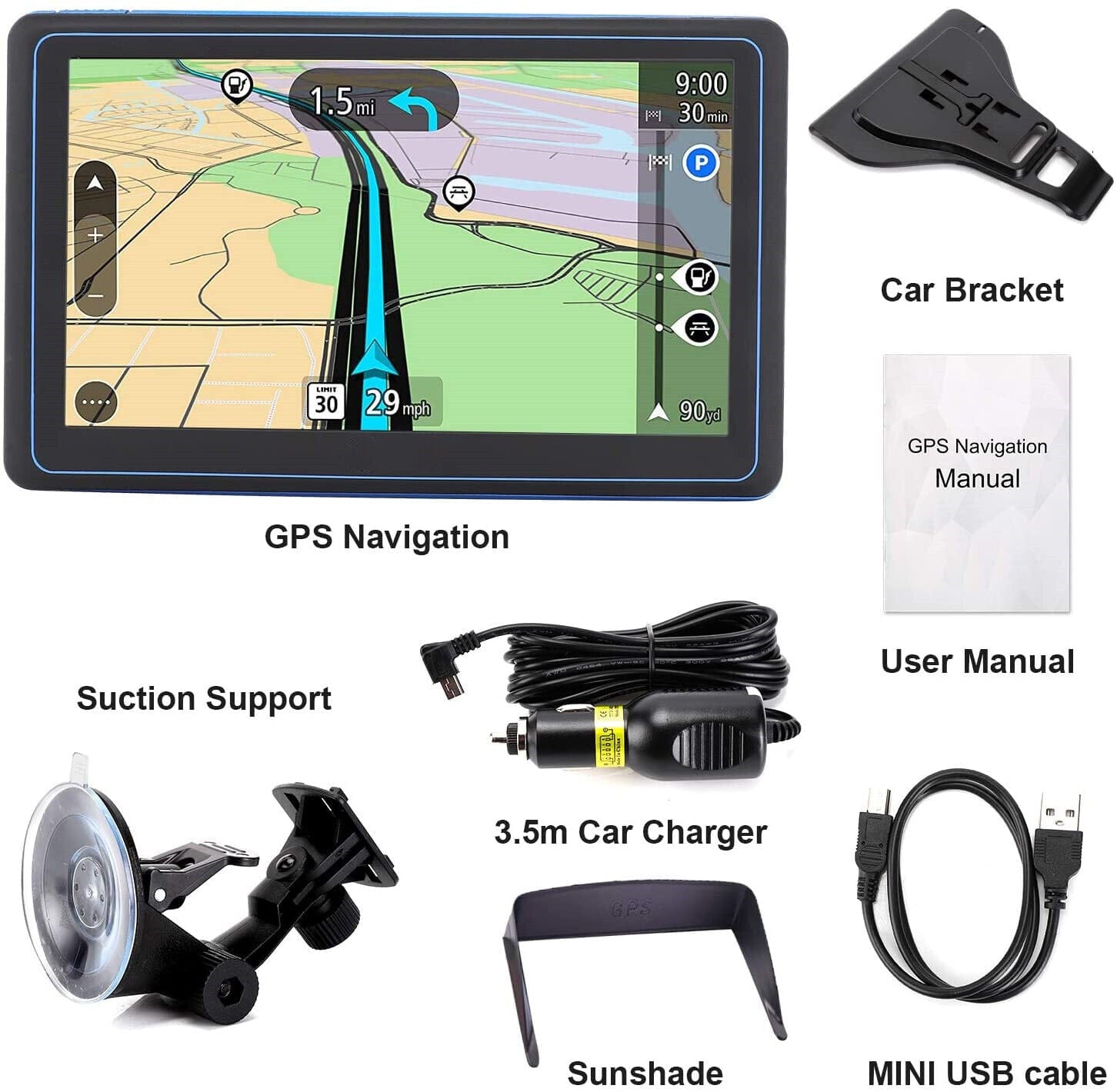 Cauzac™ Advanced 7" GPS Navigation System for Cars & Trucks - 2025 Edition